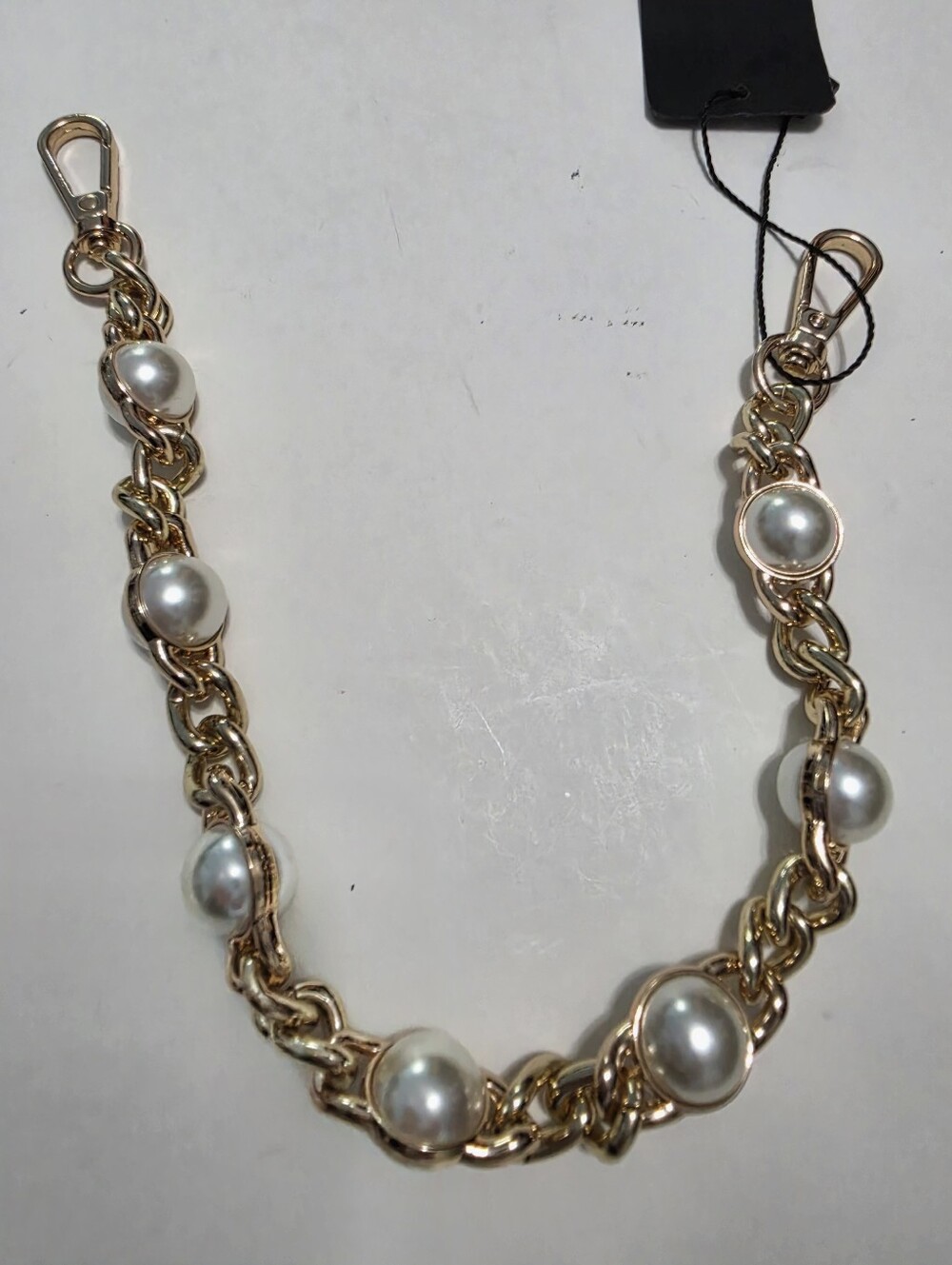 Purse Strap Extension Chain/Replacement Handle Chain Gold-Tone Metal Faux-Pearl